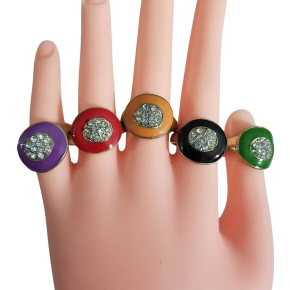 ❤️Your choice of Enamel  Crystal Rings Size 8.75 ❤️ - Picture 1 of 14